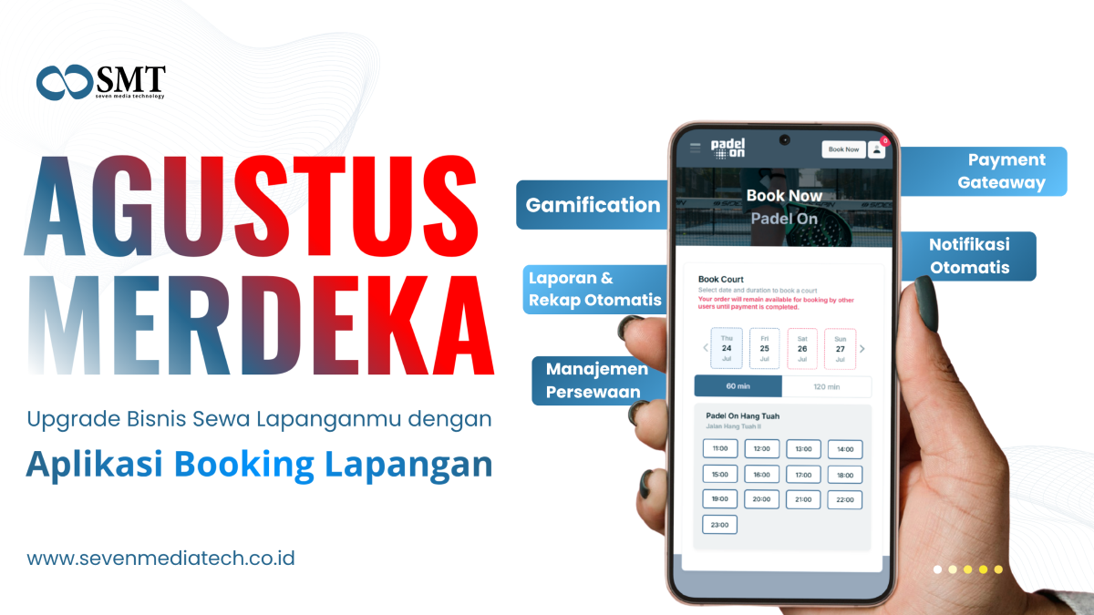 Contoh tampilan aplikasi booking padel untuk manajemen bisnis lapangan.